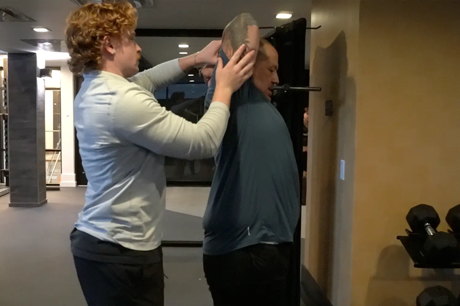 One-on-one personal training workout in a Denver apartment gym