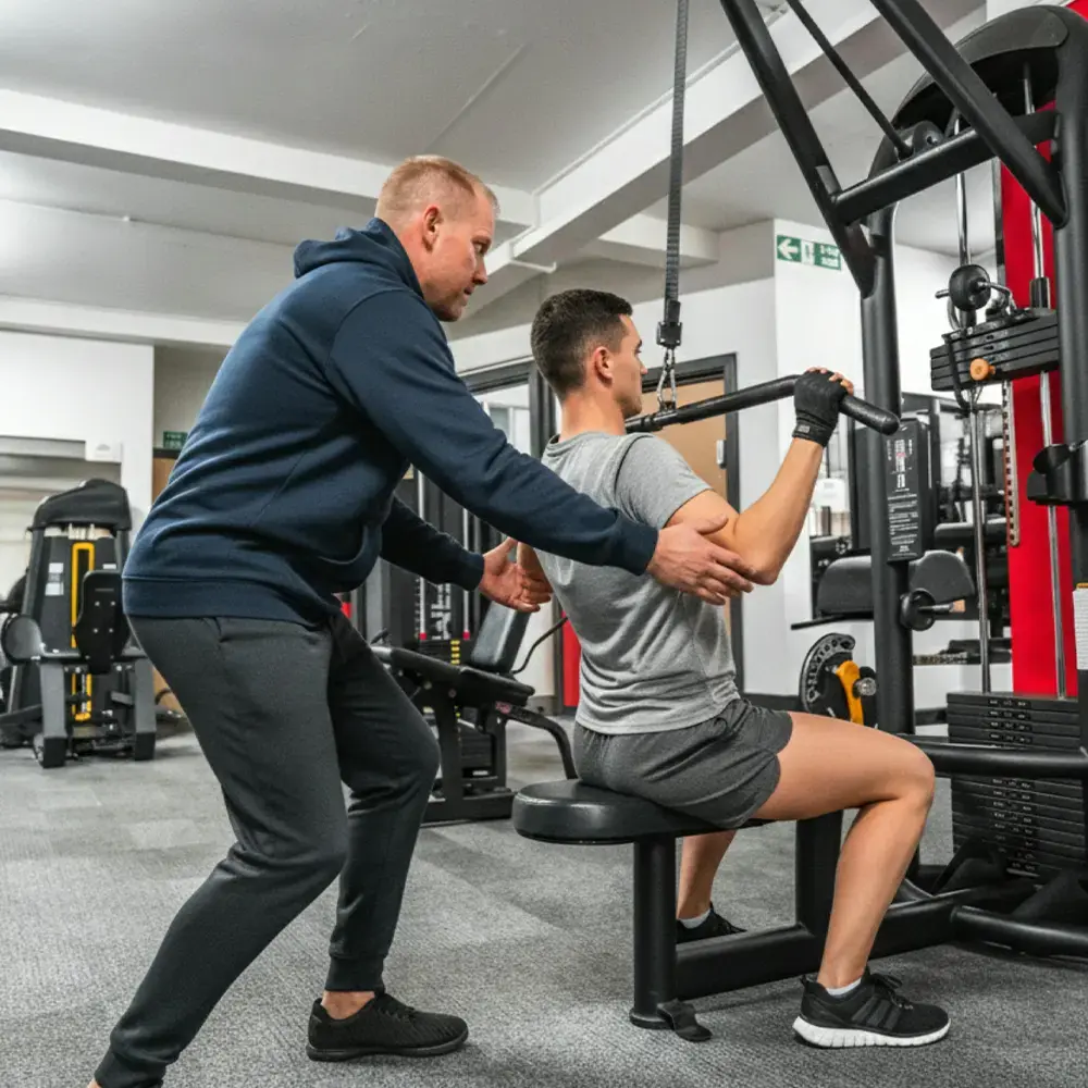 apartment-gym-training-rino-denver Personal training session in a RiNo Denver apartment gym