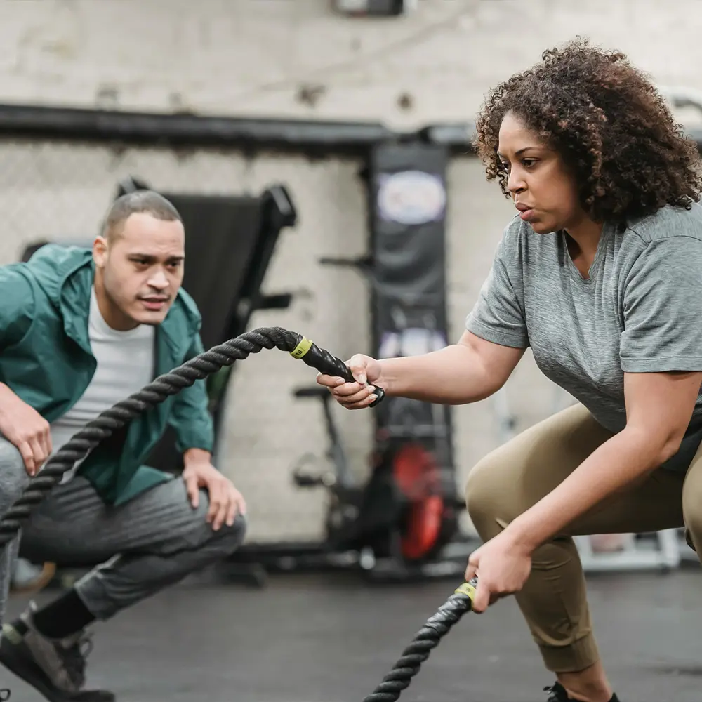 Strength training workout for fat loss with personal trainer