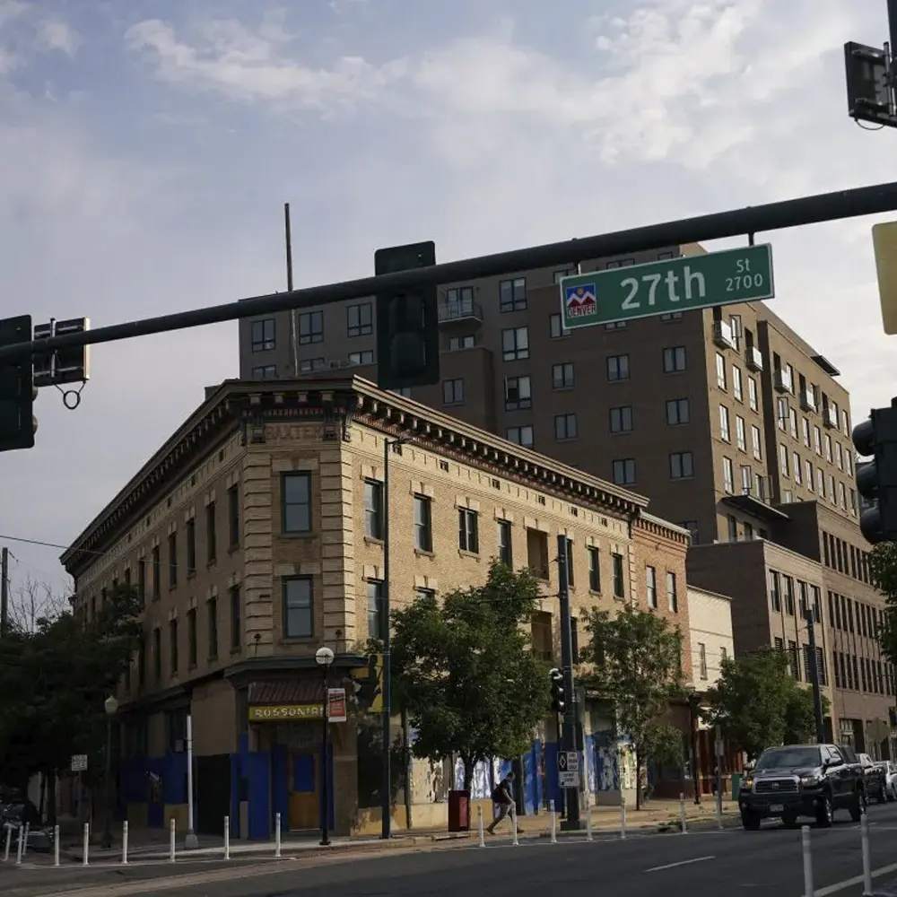 Five Points Denver neighborhood streetscape with historic character
