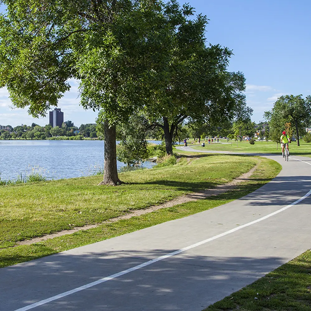 Sloan’s Lake Denver skyline and lake view