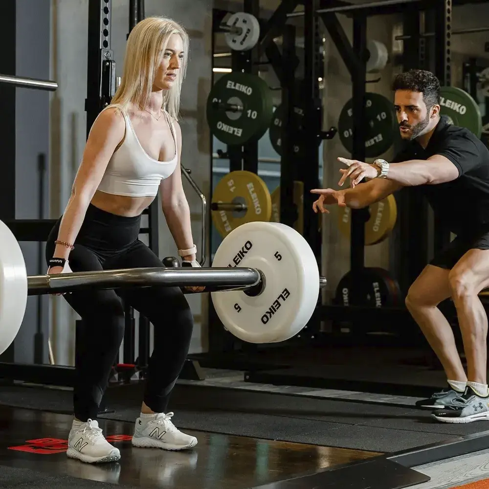 Strength training session in Sloan’s Lake apartment gym
